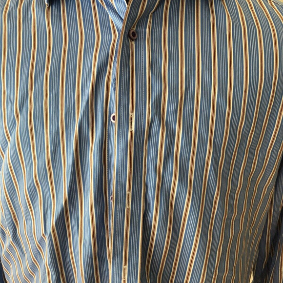 Robert Graham blue, white, brown shirt - mens med - Picture 2 of 5